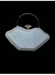 Модерна дамска чанта за сватба и бал в цвят перлено бяло модел Snow kiss